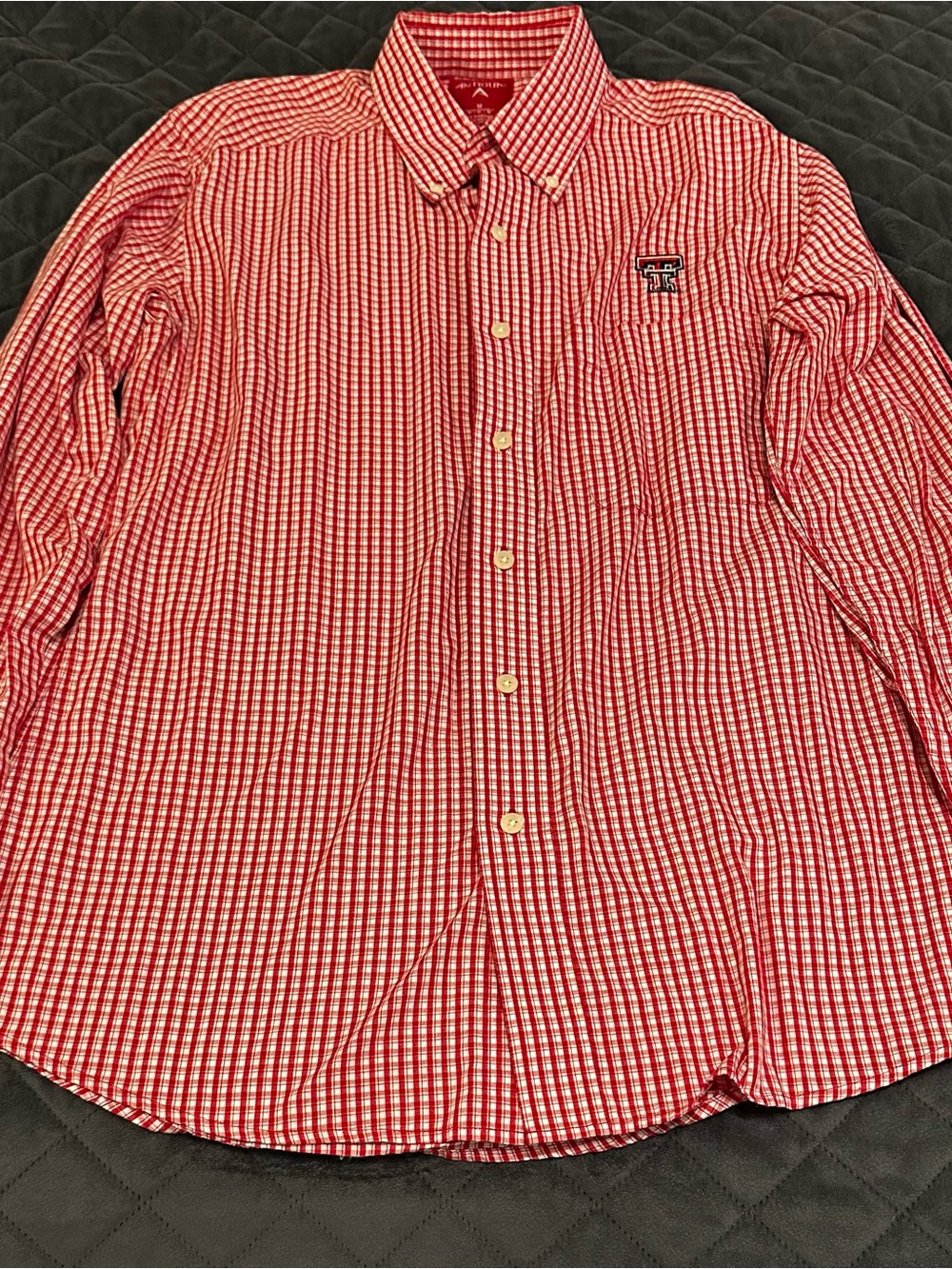 Antigua Men's Red & White Gingham Button-Down Shirt